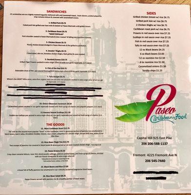 The menu