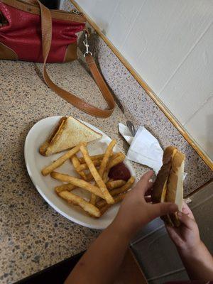 Kids Grilled Cheese sandwich and fries