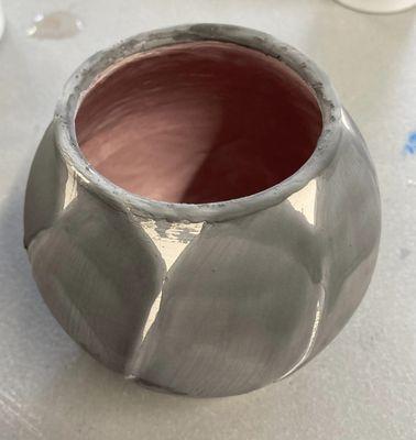 They had samples of what the fired glazes might look like but with Raku the suprise is part of the fun! This was my piece