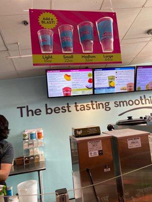 The sizes of the smoothies