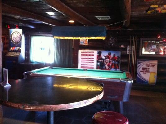 Pool table, dart board, jutbox, and some funny old dudes