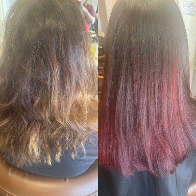 Before and after fresh color of red