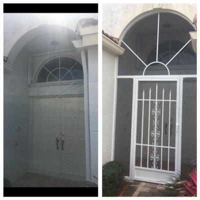 Decorative Front Foyer Screen Door & Sunburst