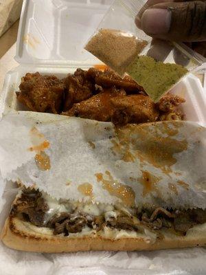 Philly Cheesesteak with 10pc Wing