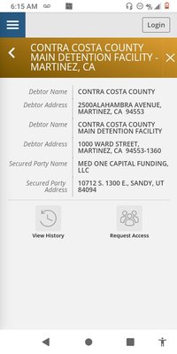 Contra Costa County detention facility UCC filing number 167511834511