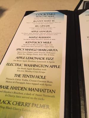 Cocktails menu