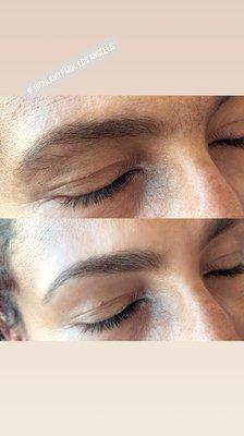 Before and After Pictures on my favorite trainer. Sweat proof brows guaranteed when using my favorite brow products.