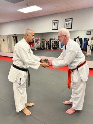 Receiving my new belt from Sansei