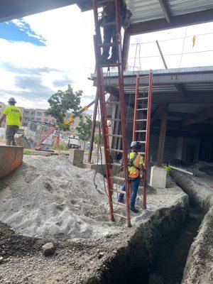 They let workers work near a open trench on ladders while no one stands there and watches for their safety.