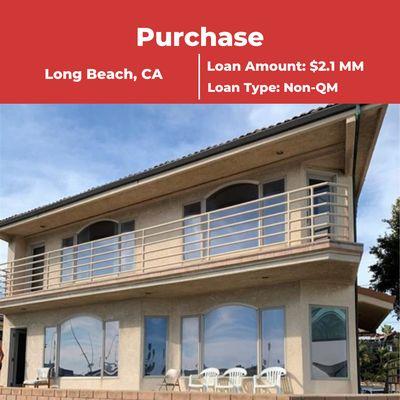 Residential Purchase Loan In Long Beach California 

Loan Amount: $2.1 MM 
Loan Type: Non-QM