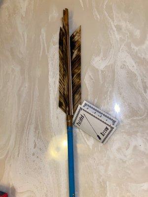 Feathers with tag attached