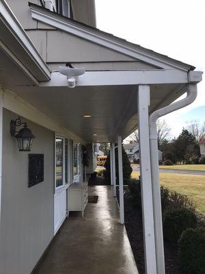 Exterior lighting installation in an existing soffit