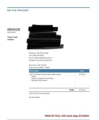 Receipt of Payment in Full.  Contract not honored.