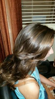 Highlights and long layers Haircut