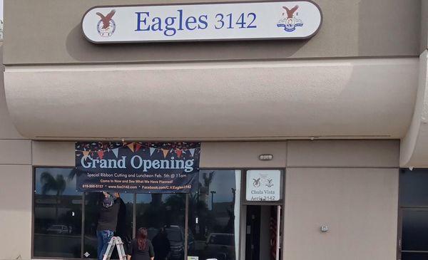 Eagles 3142 building front, during the 2021 Grand Opening.