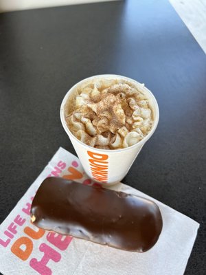 Caramel Craze Latte & Chocolate Long John donut