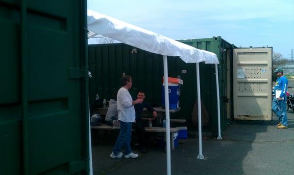 Tent area where you can eat lunch and relax in shade during breaks.