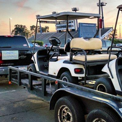 Picking up a couple of our cars that they rented at the California high school Relays at Cerritos College.