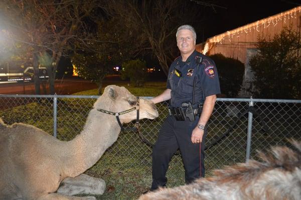 Captain Mike McCoy Fulshear Police Department at the Liberty Star Mortgage live nativity for the City of Fulshear December 2015