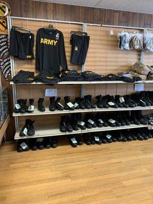 We carry Army PT Uniforms and Jungle boots for young marines, civil air patrol, cadet corps, etc.