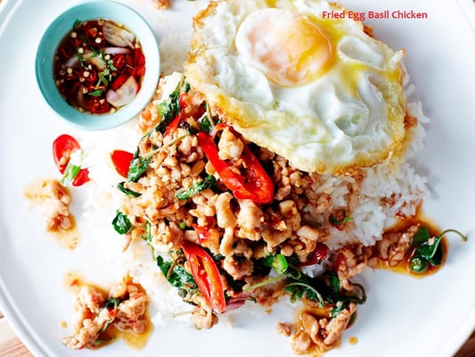 Basil Chicken with Fried egg