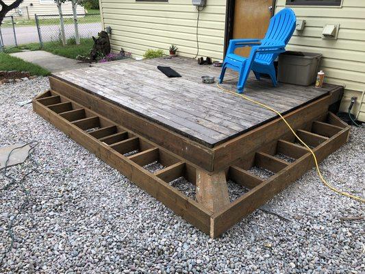 Framed up an oversized step. It really expanded the functionality of this deck.