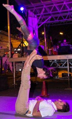 AirSeekers Acrobatic duo performing at the 11th annual NorthGate Festival on Historic Chimes St at the LSU campus.