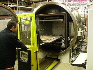 Loading the vacuum furnace.