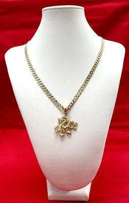 14k gold charm, 14 k gold chain