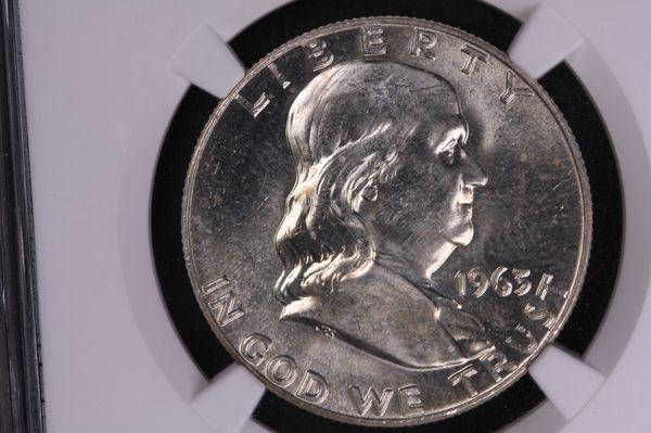 Silver Franklin half dollar.