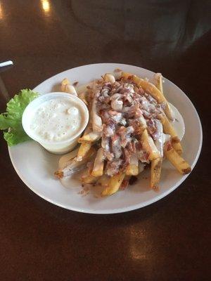 Loaded fries during happy hour