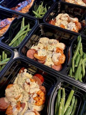 Cajun shrimp and sausage with green beans