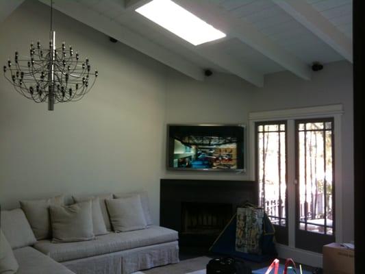 Surround System and Fireplace TV