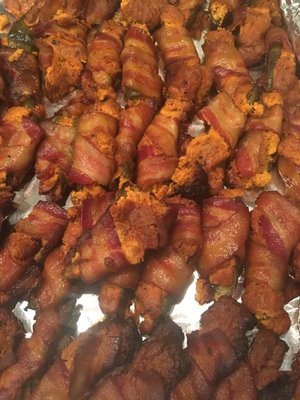 Smoked Bacon Wrapped Jalapeno Poppers made with Harvest Moon Cosmic Dust Original Rub