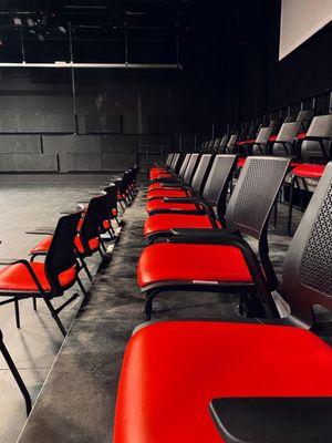 Spacious seats in one of our flexible theater spaces.