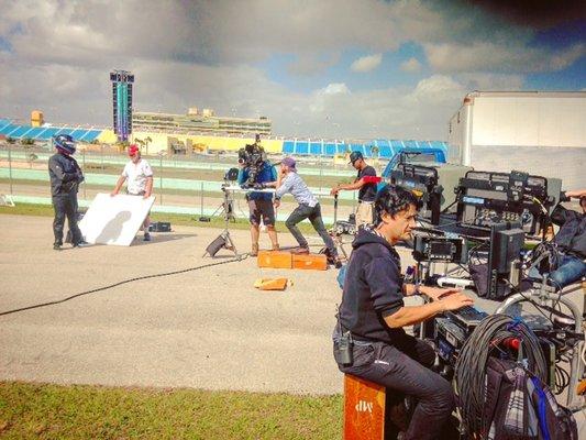 Moving Picture Rental on location at Homestead Speedway with  Grip, Lighting, Video Assist & Crew