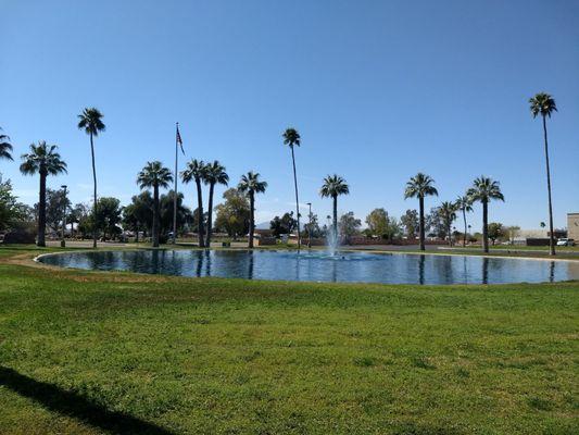 Lagoon and fountain area.