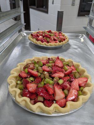 Pre-topping Strawberry Rhubarb once Rhubarb is in season.