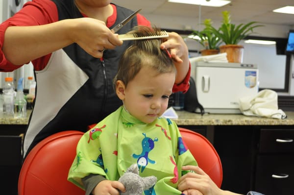 First haircut! Telegraph Barbershop is great with kids.