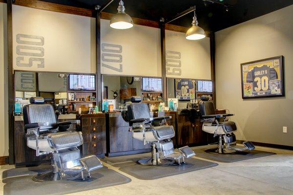 Barber shop maintaining physical distancing between clients