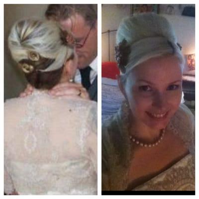 My beautiful beehive "wedding do" by Heather at Harlequin Hair Designs.  It was just gorgeous.