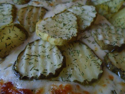 Pickle Pizza, close-up.