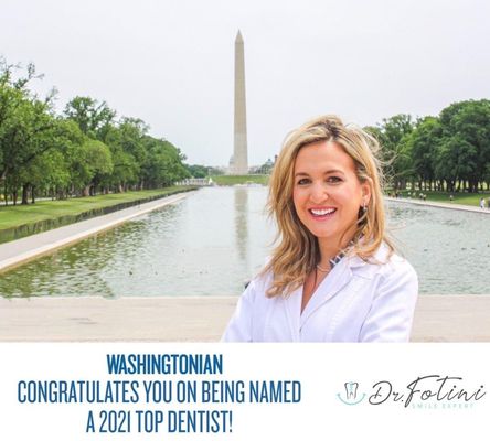 Dr C was awarded the TOP Prosthodontists award for 2021 by Washingtonian magazine