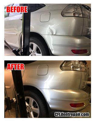 Lexus RX300 with minor paint damage that was touched up after dent repair.