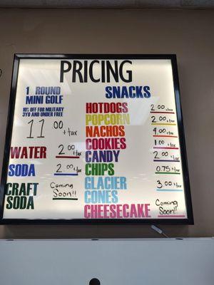 Pricing at The Traveling Bear Indoor Mini Golf