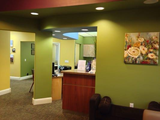 View of the front desk and waiting room.