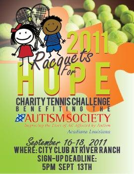 2nd Annual Racquets for Hope: Autism Tennis Challenge, City Club at River Ranch Tennis Courts, Sept. 16-18, 2011, Lafayette