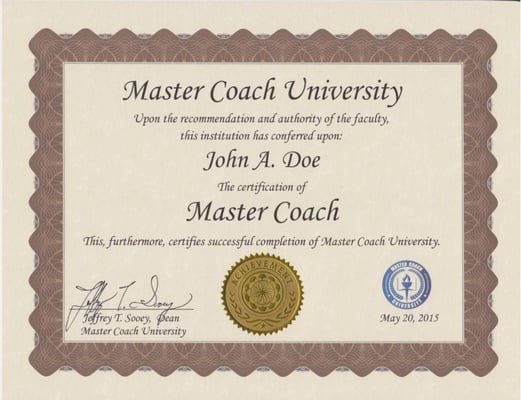 Master Coach University Diploma & Master Coach Certification