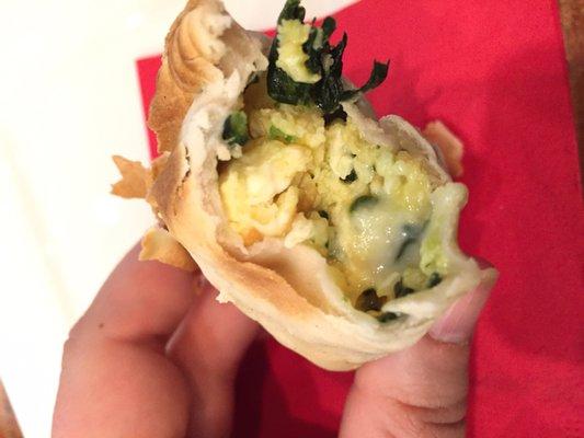 Egg, Spinach, Feta- filling little hot pocket