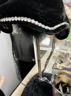 Vintage velvet with rhinestone hat